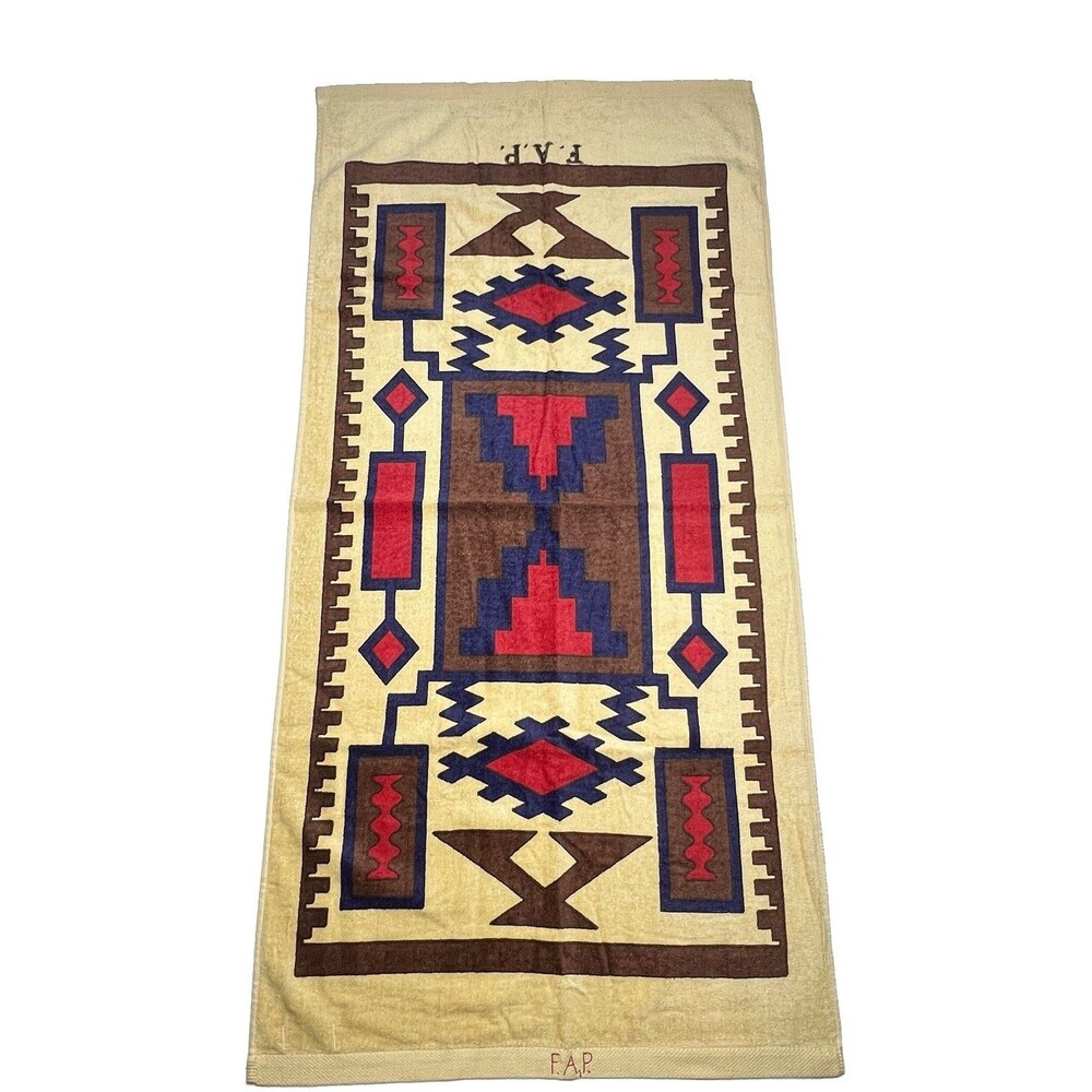 VTG Hilasal Southwestern Tribal Bath Towel Native American  Geometric 100% Cotto